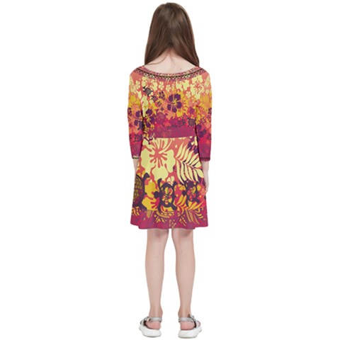 Kids  Quarter Sleeve Skater Dress 