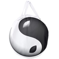 Hippyverse White Alien Ying Yang Giant Round Zipper Tote by Bayarea51