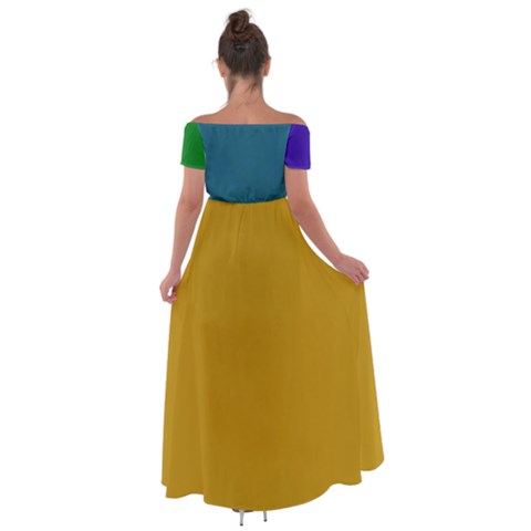 Off Shoulder Open Front Chiffon Dress 