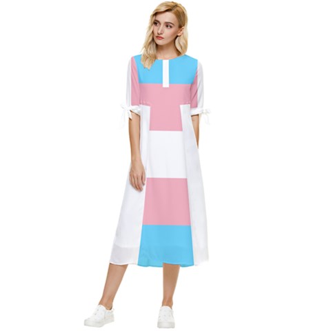 Bow Sleeve Chiffon Midi Dress 