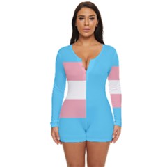 NEW Trans Coloured Romper Boyleg Jim Jams - Long Sleeve Boyleg Swimsuit