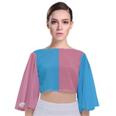 Trans Paris Coloured Cropped Chiffon Blouse - Tie Back Butterfly Sleeve Chiffon Top
