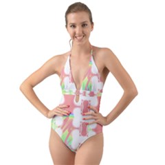 Halter Cut-Out One Piece Swimsuit