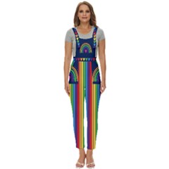 Rainbow Striped Overalls - Women s Pinafore Overalls Jumpsuit