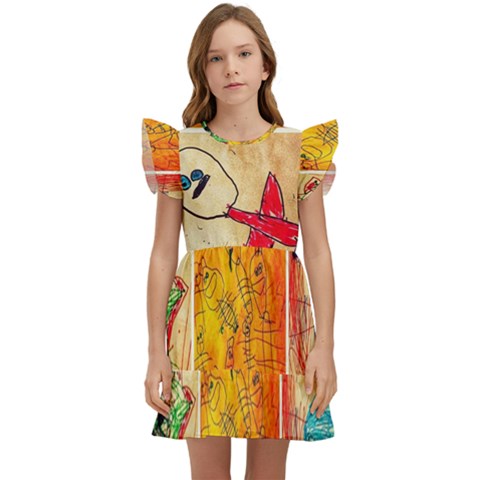 Kids  Winged Sleeve Dress 