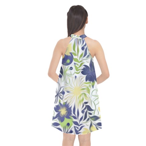 Halter Neckline Chiffon Dress  