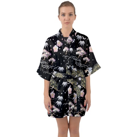 Half Sleeve Satin Kimono  