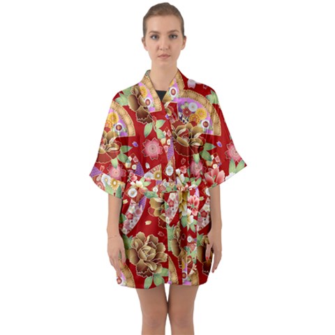 Half Sleeve Satin Kimono  