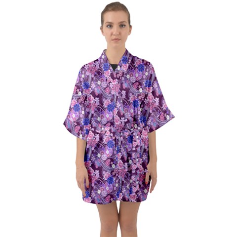 Half Sleeve Satin Kimono  