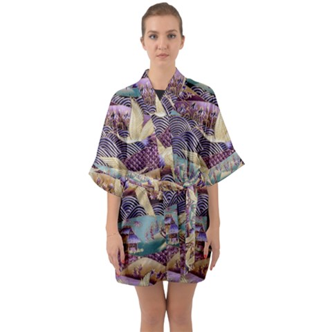 Half Sleeve Satin Kimono  