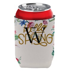 Personalized Spring Floral Initial Family Name - Can Cooler