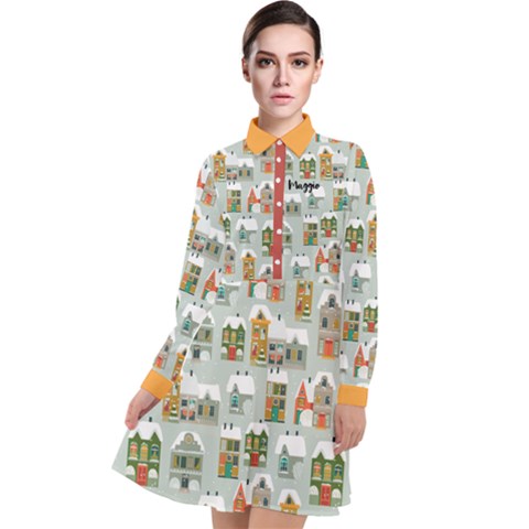 Long Sleeve Chiffon Shirt Dress 