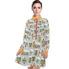 Personalized Christmas Name - Long Sleeve Chiffon Shirt Dress