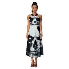 Sleeveless Cross Front Cocktail Midi Chiffon Dress