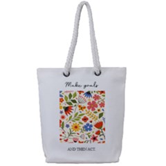 Flower Pattern - Full Print Rope Handle Tote (Small)