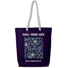 Flower Pattern - Full Print Rope Handle Tote (Small)