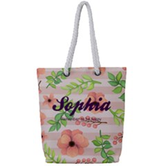 Flower Pattern - Full Print Rope Handle Tote (Small)