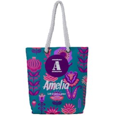 Flower Pattern - Full Print Rope Handle Tote (Small)