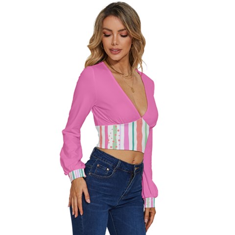 Long Sleeve Deep-V Velour Top 