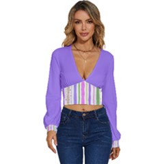 Ftop4 - Long Sleeve Deep-V Velour Top