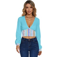 Ftop5 - Long Sleeve Deep-V Velour Top