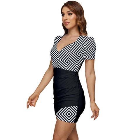 Low Cut Cap Sleeve Mini Dress 