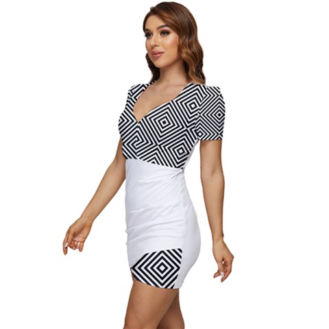 Low Cut Cap Sleeve Mini Dress 