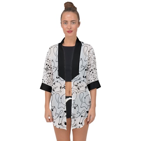 Open Front Chiffon Kimono 