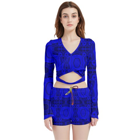 Velvet Wrap Crop Top and Shorts Set 