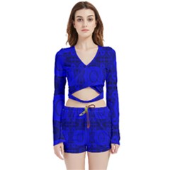 Velvet Wrap Crop Top and Shorts Set