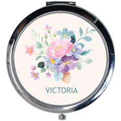 Personalized Simple Flower Name Mini Round Mirror
