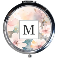 Personalized Initial Flower Mini Round Mirror