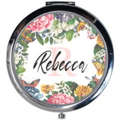 Personalized Flower Initial Name Mini Round Mirror