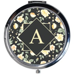 Personalized Initial Flower Mini Round Mirror