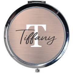 Personalized Gold Brushed Metal Initial Name Mini Round Mirror