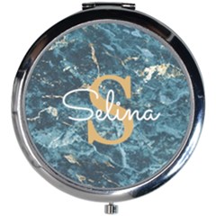 Personalized Initial Name Marble Mini Round Mirror