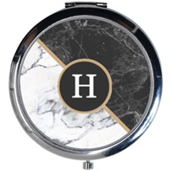 Personalized Initial Name Marble Mini Round Mirror