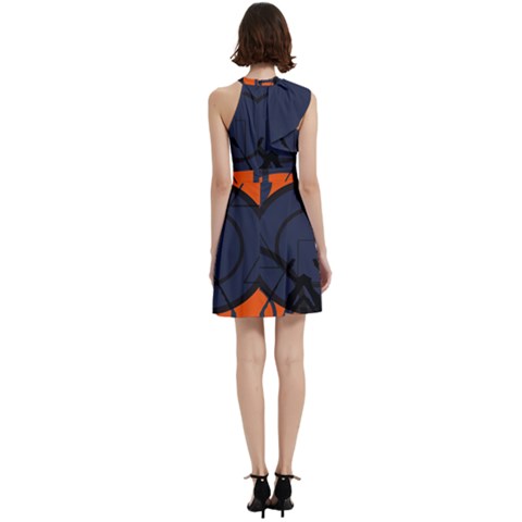 Cocktail Party Halter Sleeveless Dress With Pockets 