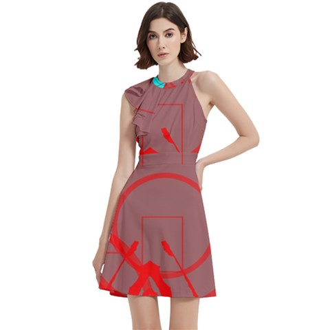 Cocktail Party Halter Sleeveless Dress With Pockets 