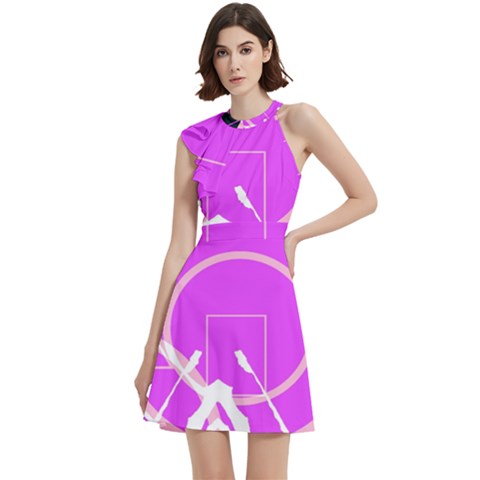 Cocktail Party Halter Sleeveless Dress With Pockets 