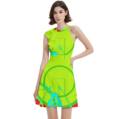 Cocktail Party Halter Sleeveless Dress With Pockets 