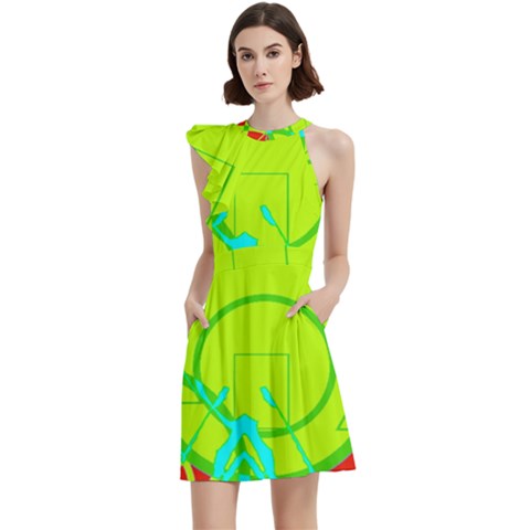 Cocktail Party Halter Sleeveless Dress With Pockets 