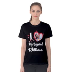 Personalized I Love My Boyfriend Photo Women Cotton Tee - Women s Cotton Tee