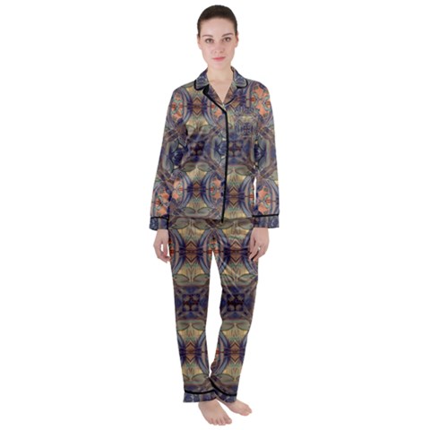 Women s Long Sleeve Satin Pajamas Set	 