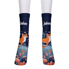 Personalized Fox Illustration Name Crew Socks