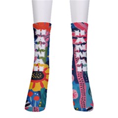 Personalized Flower Illustration Name Crew Socks