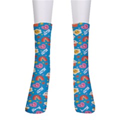 Personalized Happy Vibes Illustration Name Crew Socks