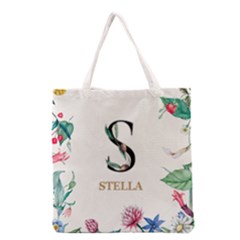 Personalized Floral Initial Name Tote Bag
