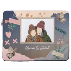 Personalized Photo Illustration Lover Name Laptop Sleeve Case With Pocket