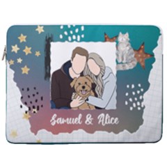 Personalized Photo Illustration Lover Name Laptop Sleeve Case With Pocket